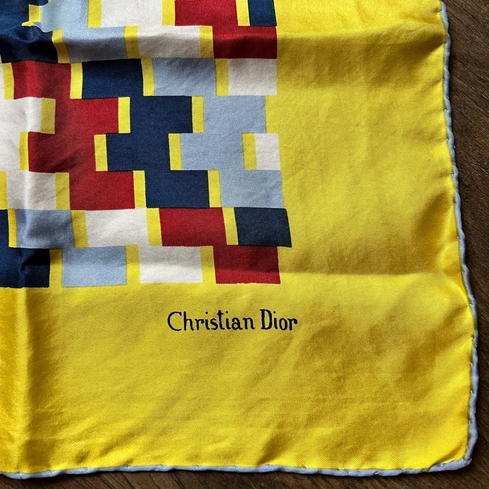 Vintage Christian Dior Colorful Geometric Silk Scarf